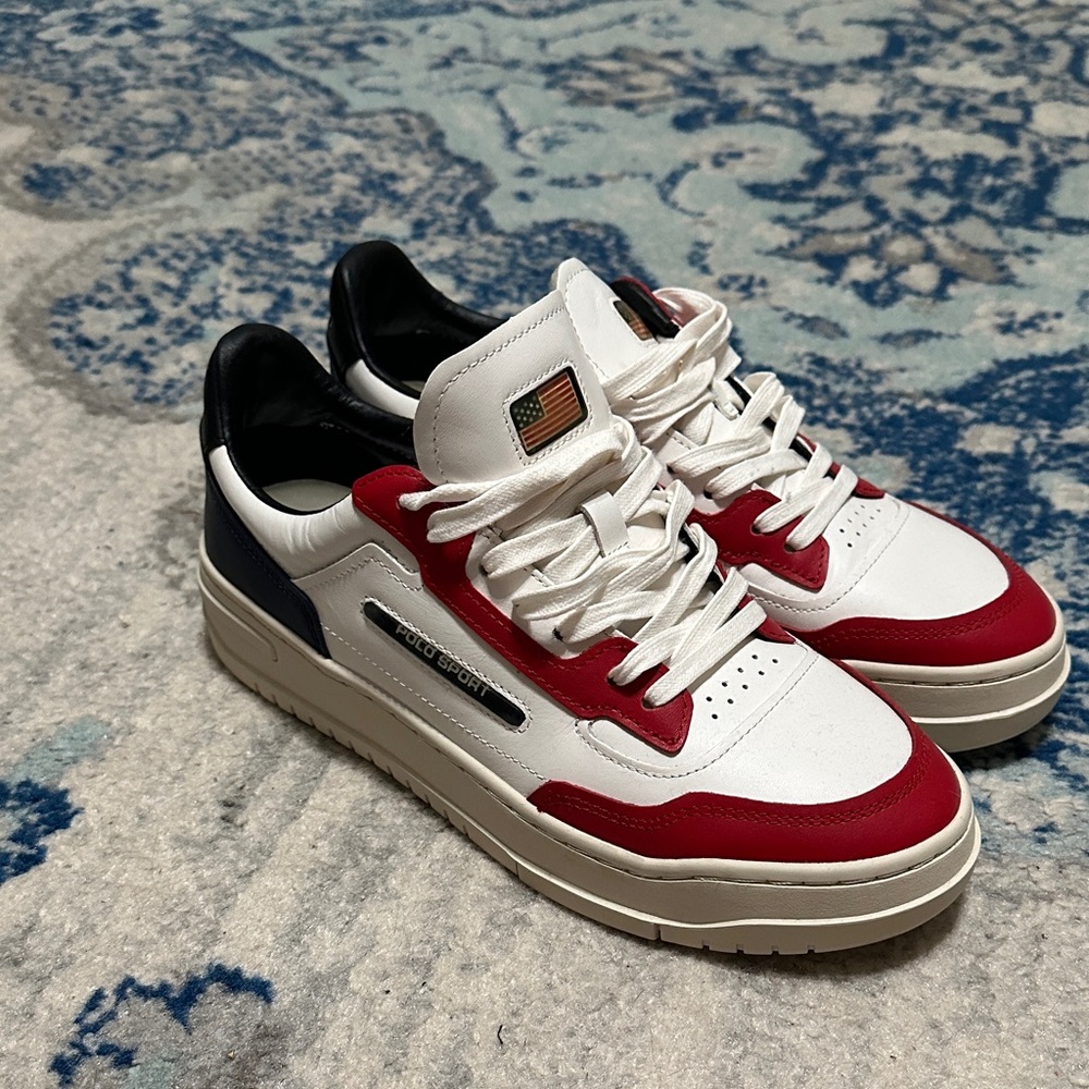 Ralph Lauren Stylish Red and White Men's Sneakers